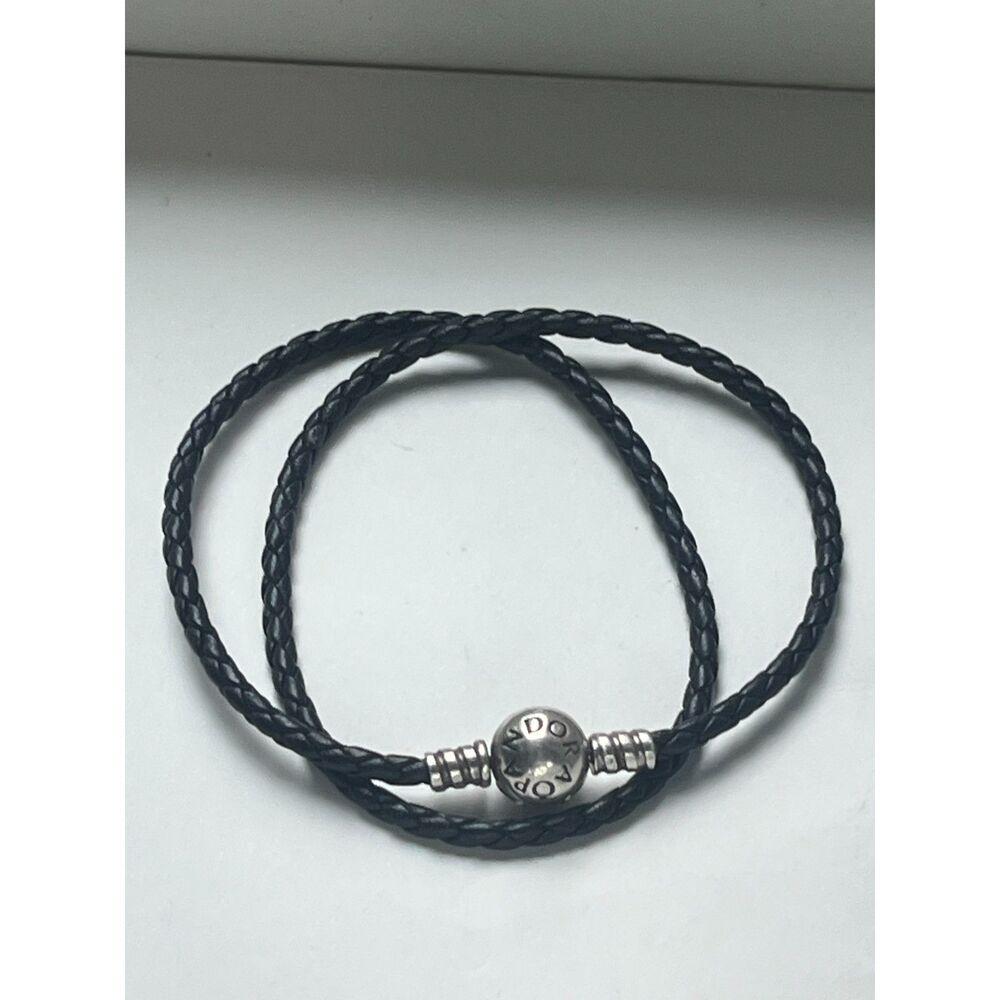 Pandora Moments Double Black Leather Bracelet
